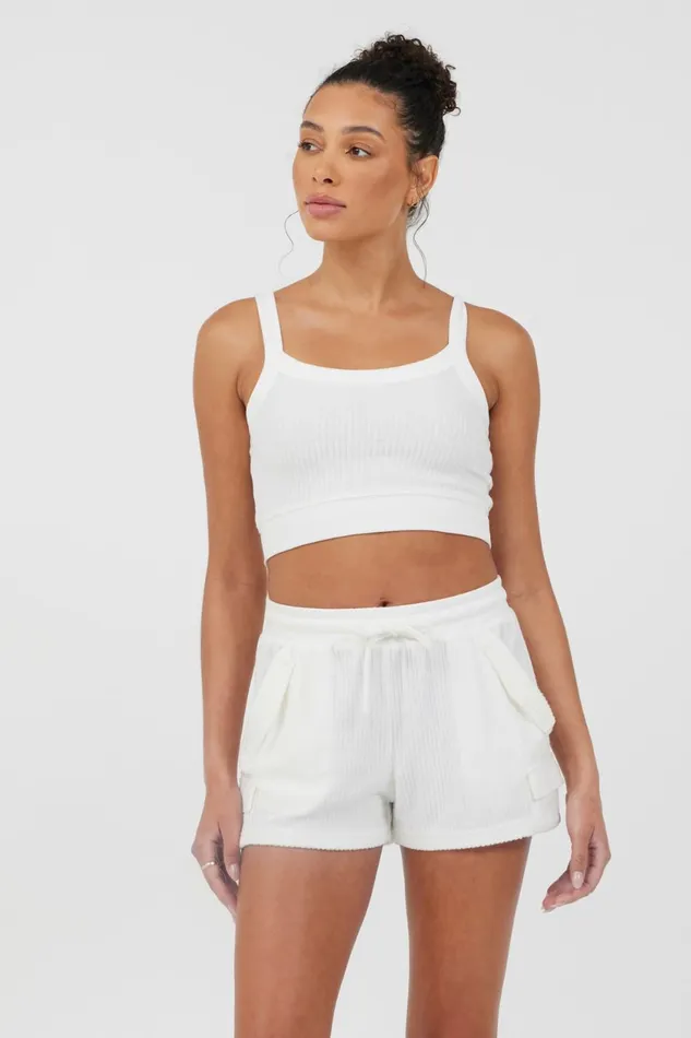 Vintage Havana Casual Tops Women White Cord Terry Tank White