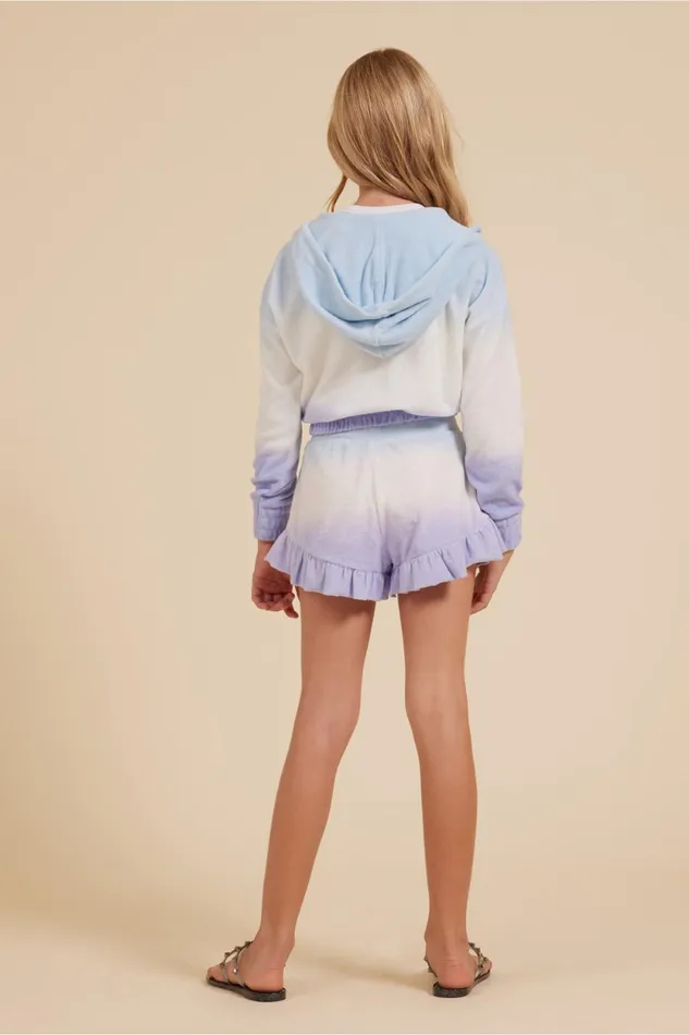 Vintage Havana Hoodies Women BlueWhiteLavender Tie Dye Terry Cloth Elastic Bottom Hoodie Bluewhitelavender