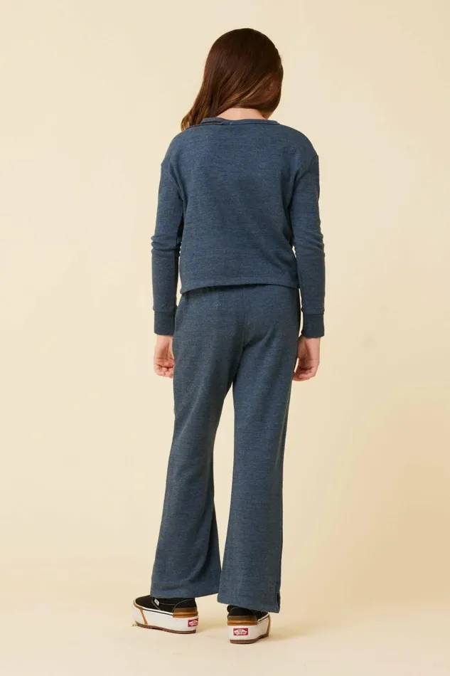 Vintage Havana Kids Tops Women Distressed Neckline Crewneck Navy