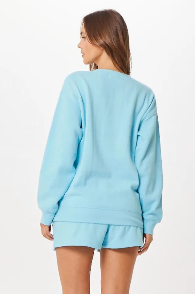 Vintage Havana Sweatshirts Women Tropical Blue Malibu Jet Setter Surf Wash Crewneck Tropical Blue