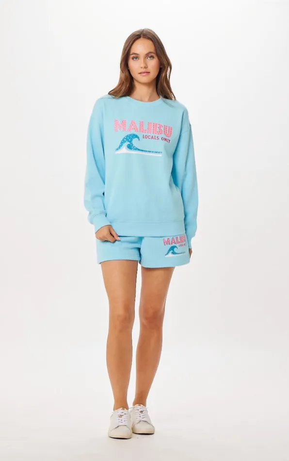 Vintage Havana Sweatshirts Women Tropical Blue Malibu Jet Setter Surf Wash Crewneck Tropical Blue