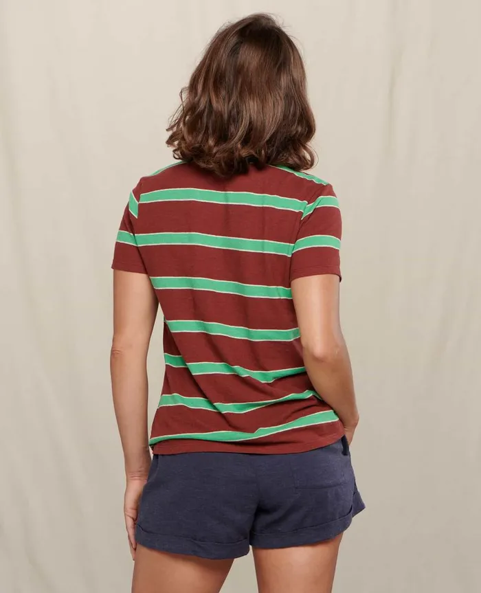 Women039s Women039s Grom Ringer Crew Henna Wide Stripe ToadandCo Tops and TShirts