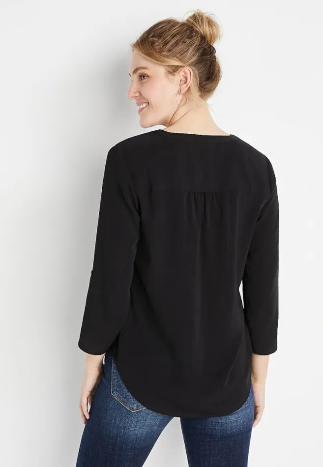 Women 34 Sleeve Popover Blouse Maurices Tops