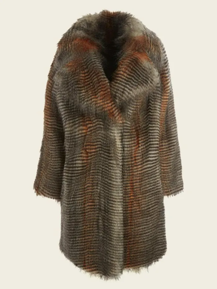 Women Alexandra FauxFur Coat Microstriped Fur Marciano Jackets Women Alexandra FauxFur Coat Microstriped Fur Marciano Jackets