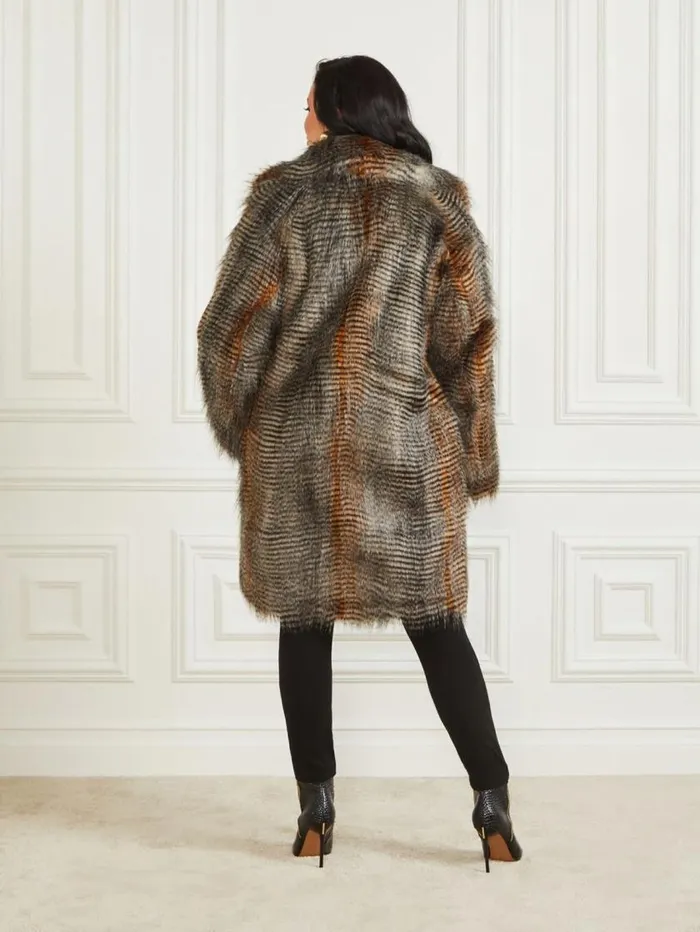 Women Alexandra FauxFur Coat Microstriped Fur Marciano Jackets Women Alexandra FauxFur Coat Microstriped Fur Marciano Jackets