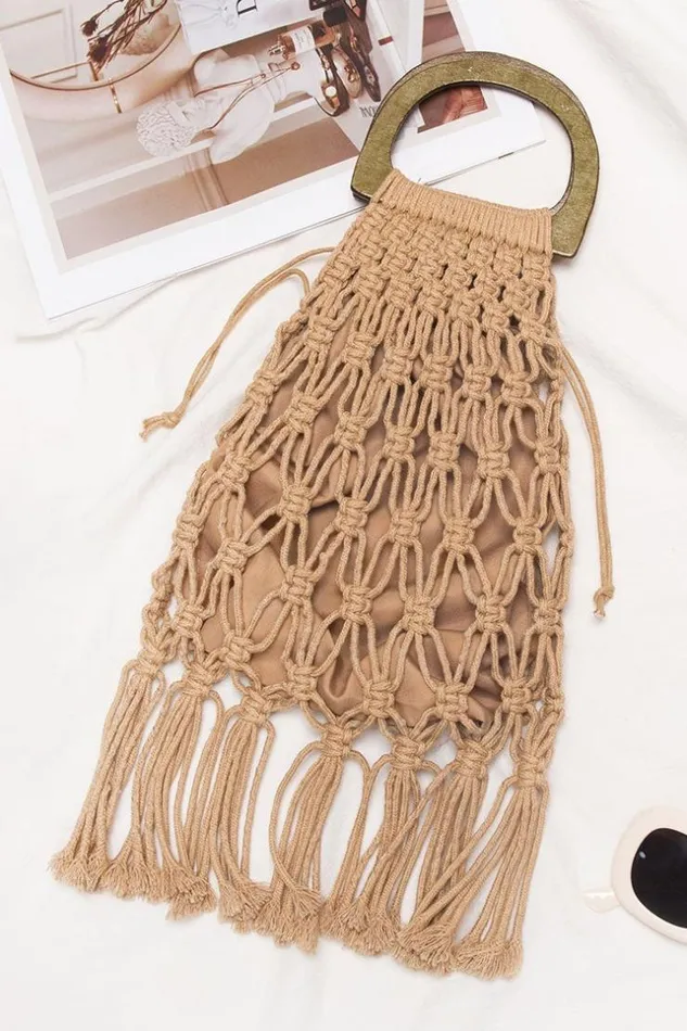 Women Bags Cupshe Beachwood Brown Braided Satchel Bag Brown