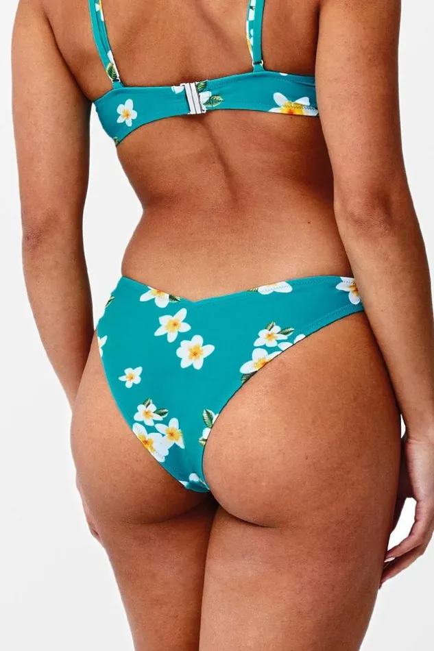 Women Bikini Bottoms Cupshe Miracle Aqua Floral Low Waisted Bikini Bottom Aqua
