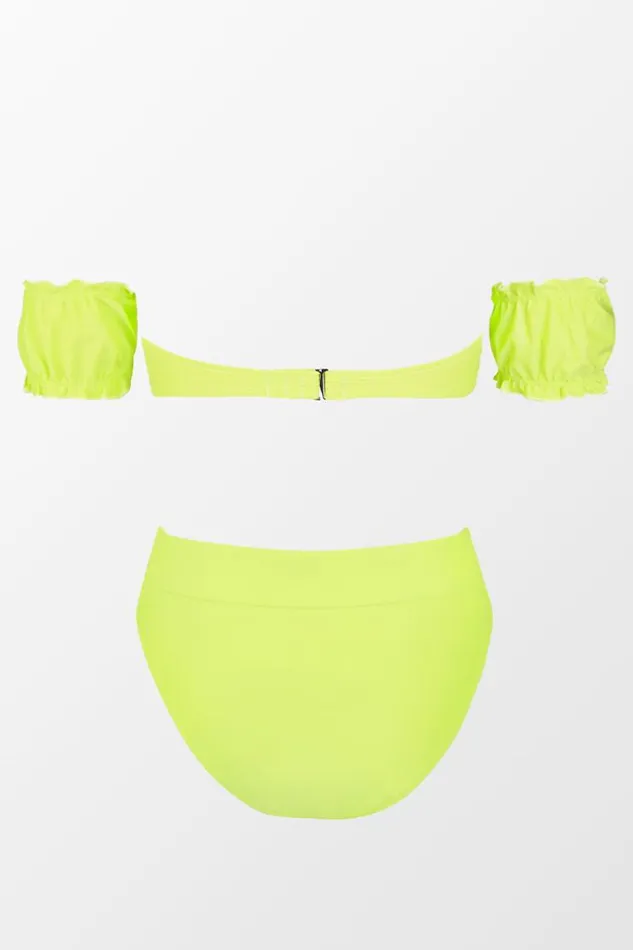Women Bikini Sets Cupshe Street Art Bandeau Short Sleeve Bikini Set Green