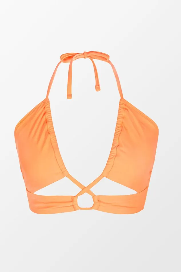 Women Bikini Tops Cupshe Summer Of Love V Neck Cut Out Top Orange