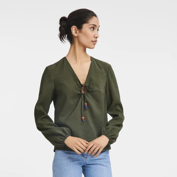 Women Blouse Khaki Longchamp Tops and Blouses