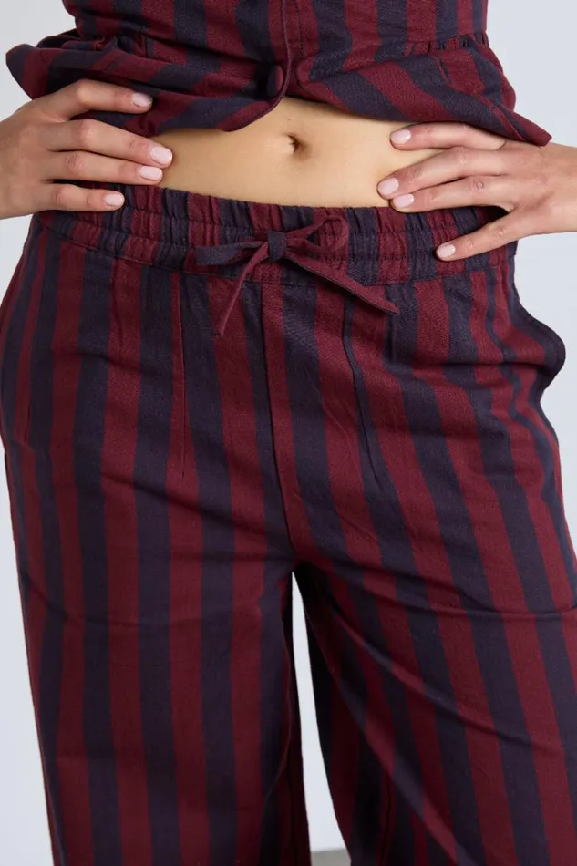 Women Bottoms Damson Madder Rafe Trousers Navy And Burgundy Stripe