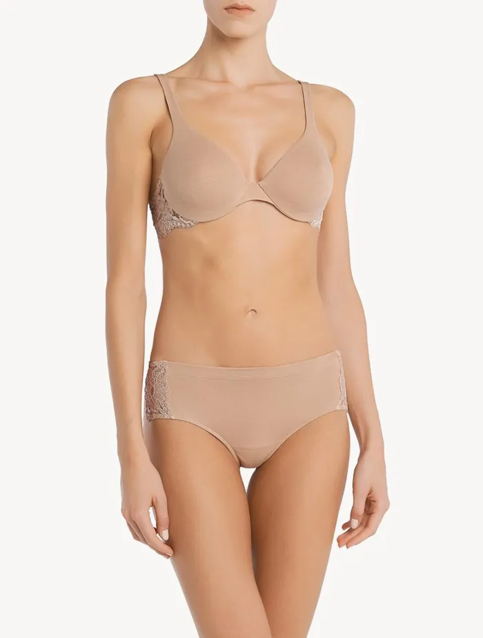 Women Bras La Perla Nude Lace And Cotton Underwired Bra