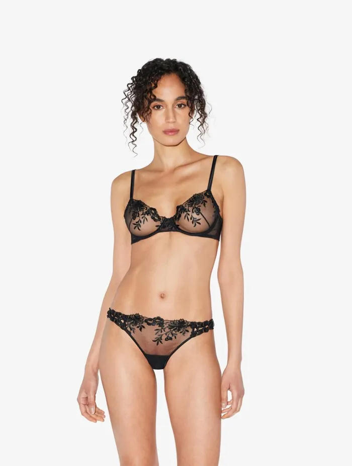 Women Bras La Perla Underwired Bra In Black Lycra With Embroidered Tulle