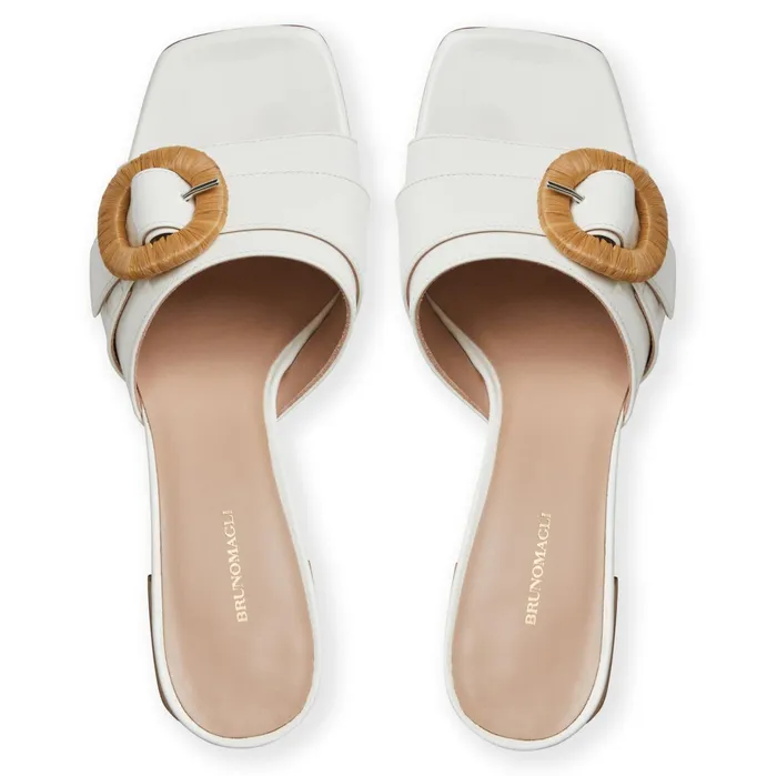 Women Bruno Magli Sandals and Slides PAGE Single Band Sandal WHITE PATENT