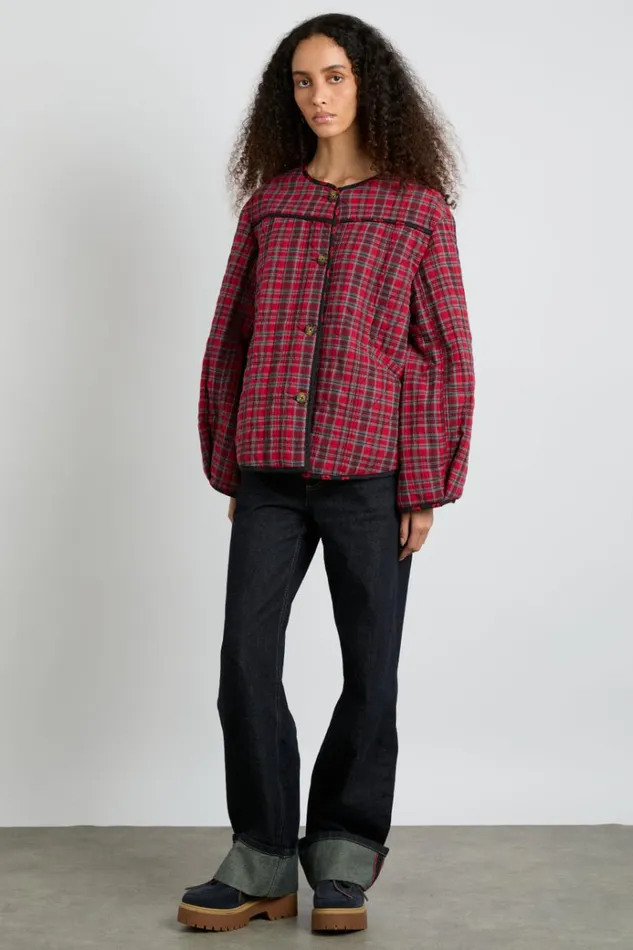 Women Coords Damson Madder Macy Quilted Jacket 8211 Red Check