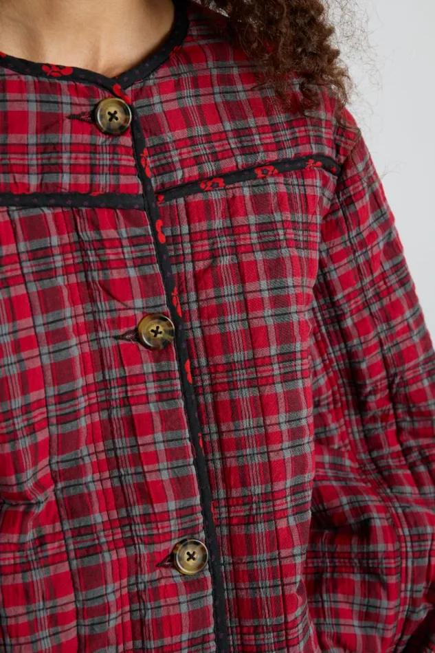 Women Coords Damson Madder Macy Quilted Jacket 8211 Red Check