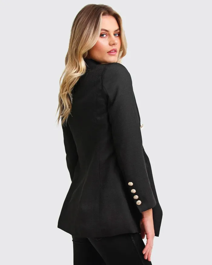 Women Coats and Jackets Belle and Bloom Princess Polina Textured Weave Blazer 8211 Black