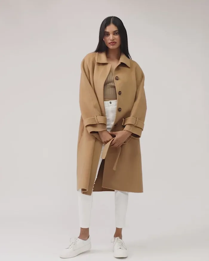 Women Coats and Jackets Belle and Bloom Shore To Shore Belted Wool Coat 8211 Camel