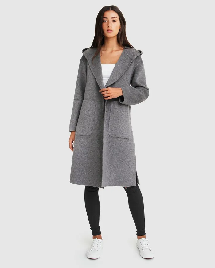 Women Coats and Jackets Belle and Bloom Walk This Way Wool Blend Oversized Coat 8211 Dark Grey