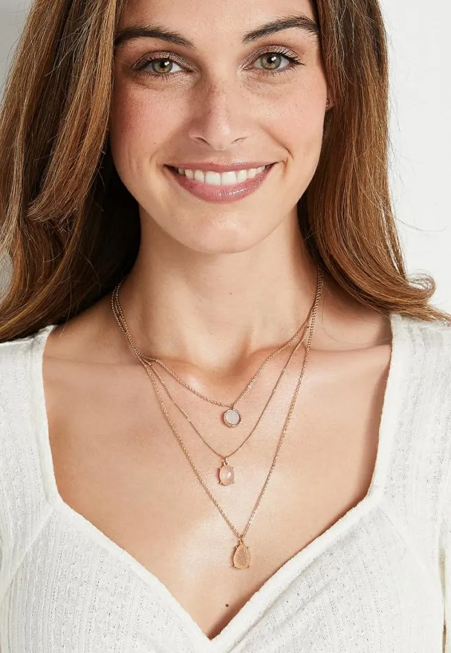 Women Dainty Layered Crystal Drape Necklace Maurices Jewelry