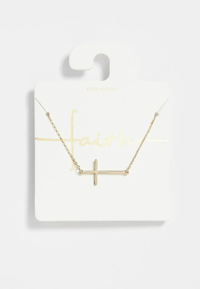 Women Dainty Side Cross Necklace Maurices Jewelry
