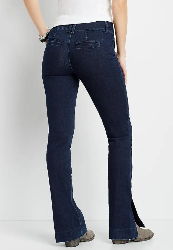 Women Dark Wide Waistband Trouser Jean Maurices Jeans