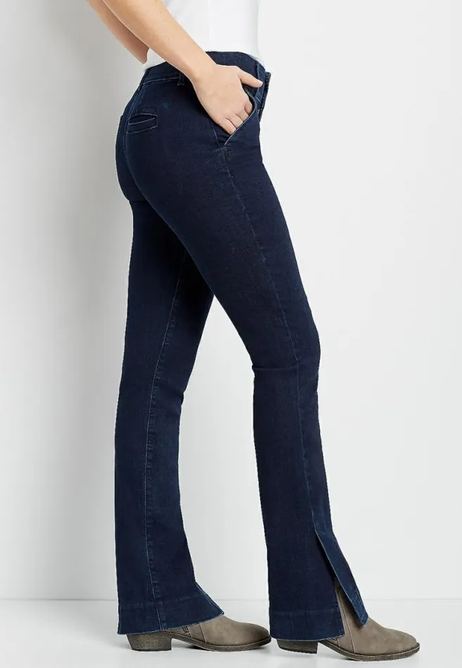 Women Dark Wide Waistband Trouser Jean Maurices Jeans