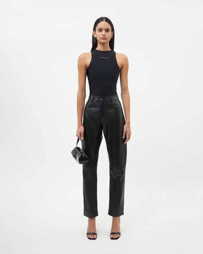 Women Filling Pieces Pants and Shorts Studio Leather Pants Black