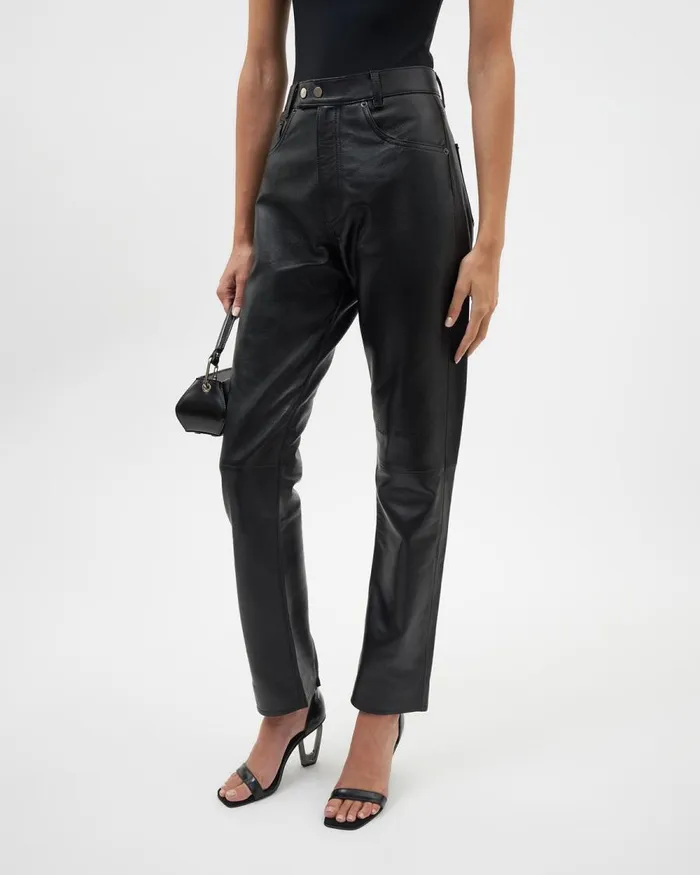 Women Filling Pieces Pants and Shorts Studio Leather Pants Black