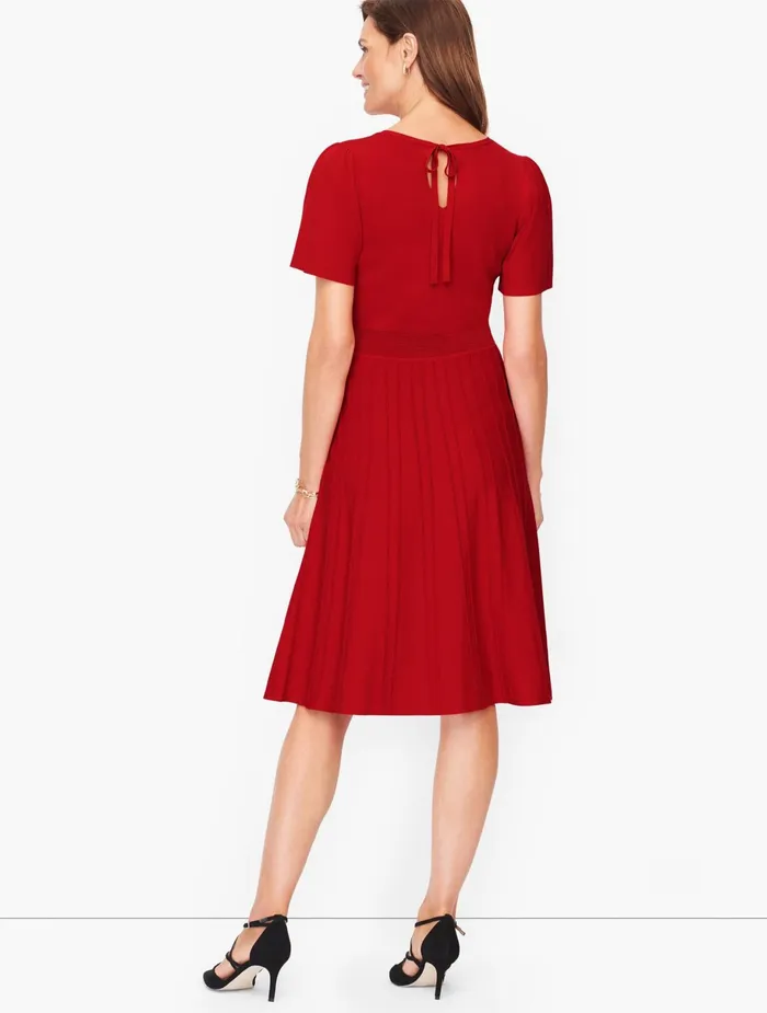 Women Fit And Flare Talbots Flutter Sleeve Fit and Flare Dress Red Pop