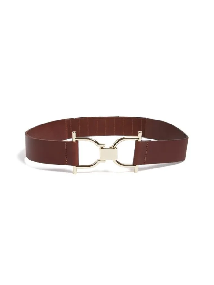 Women GUESS Belts Interlocked Leather Waist Belt Nude