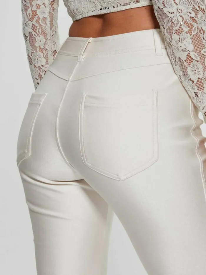 Women GUESS Bottoms Carly Knit Pants Muted Stone