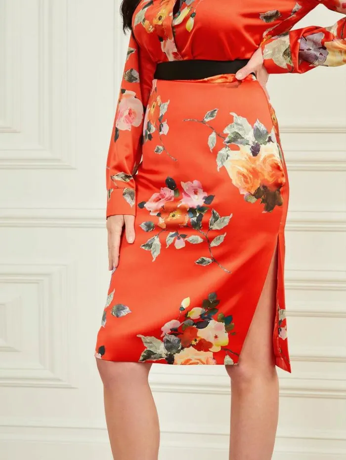 Women GUESS Bottoms Corsage Floral Skirt Corsage Print