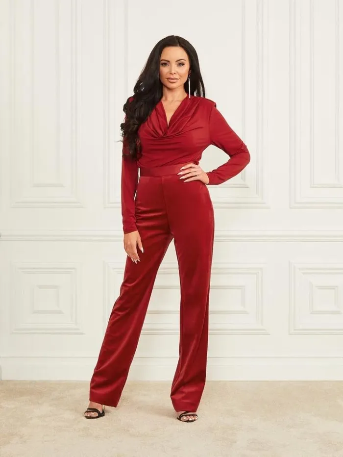 Women GUESS Bottoms Lilli Velvet Pant Lacquer Red A503