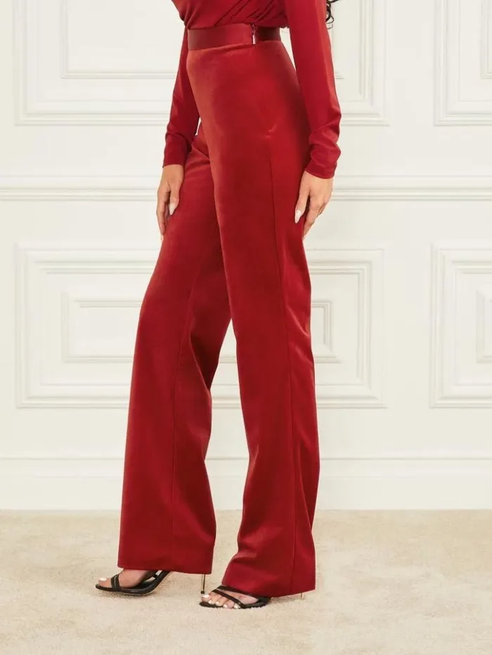 Women GUESS Bottoms Lilli Velvet Pant Lacquer Red A503