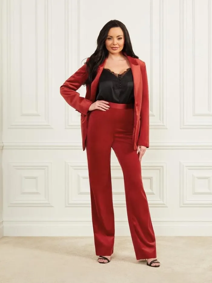 Women GUESS Bottoms Lilli Velvet Pant Lacquer Red A503