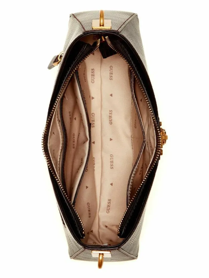 Women GUESS Handbags Ginevra Elite Shoulder Bag Brown
