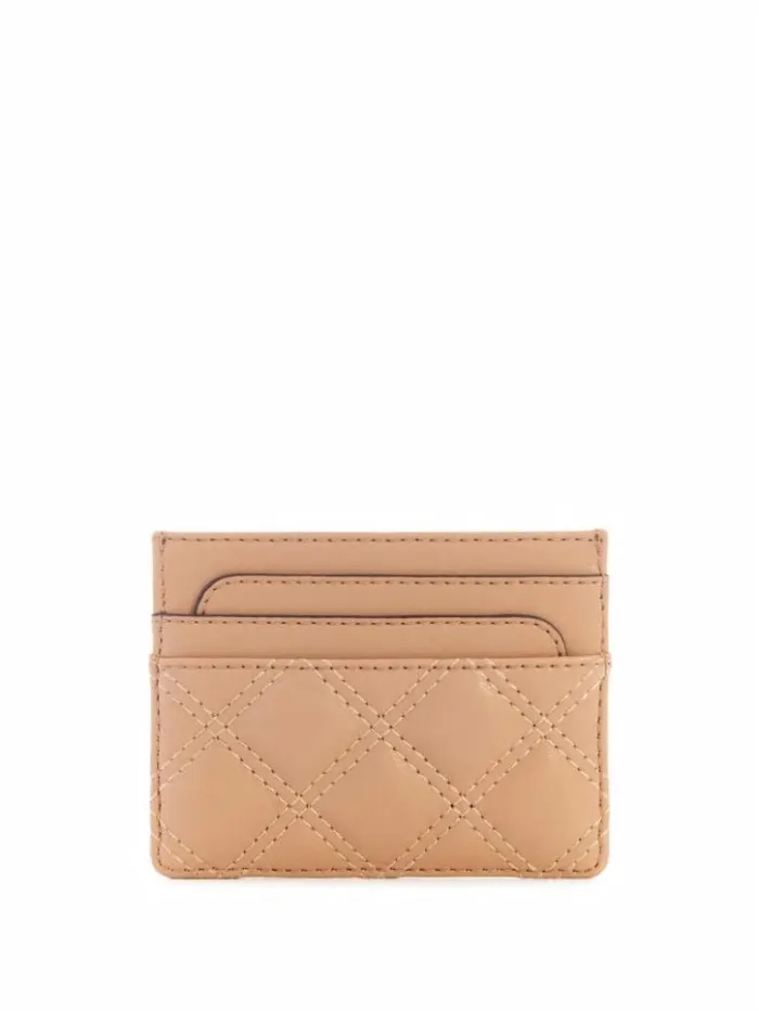 Women GUESS Handbags Giully Quilted Card Holder Beige