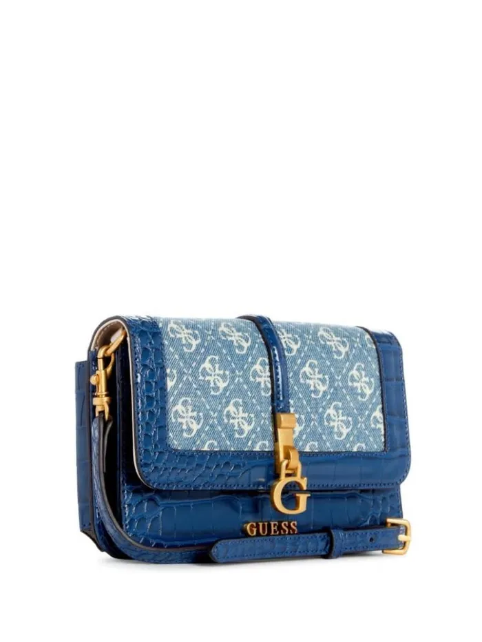 Women GUESS Handbags James Denim Quattro G Crossbody Wallet Organizer Denim Logo Women GUESS Handbags James Denim Quattro G Crossbody Wallet Organizer Denim Logo