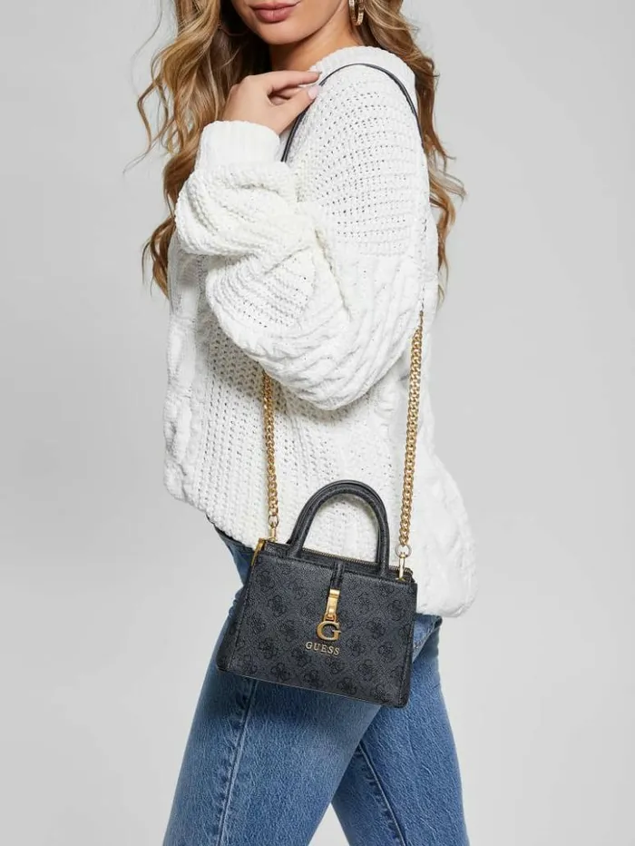 Women GUESS Handbags James Quattro G Mini Satchel Cloud Wash