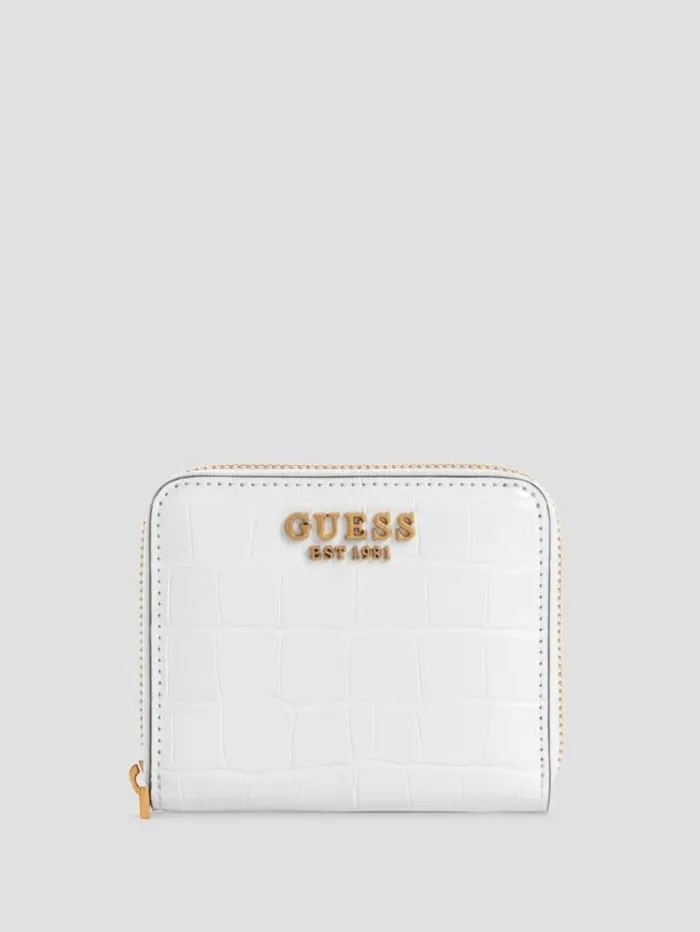 Women GUESS Handbags Laurel Small ZipAround Wallet White Multi