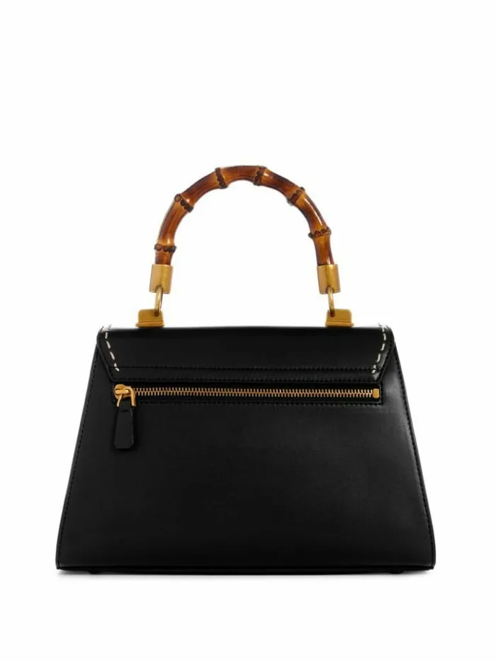 Women GUESS Handbags Stephi Bamboo Handle Mini Satchel Black