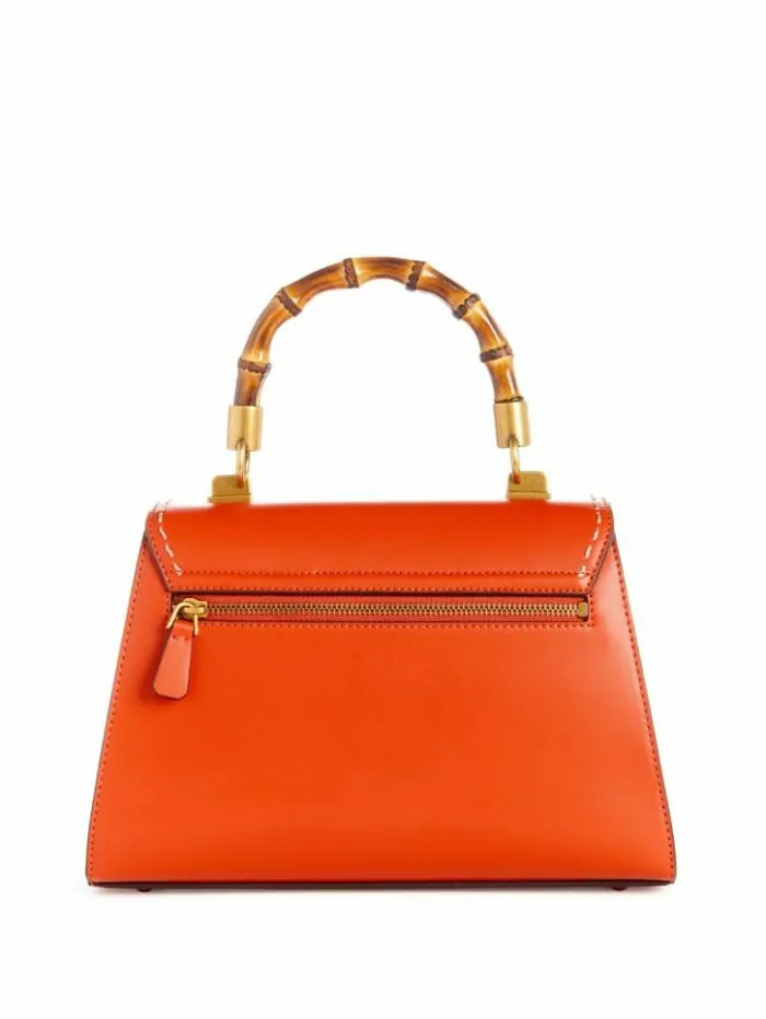 Women GUESS Handbags Stephi Bamboo Handle Mini Satchel Orange