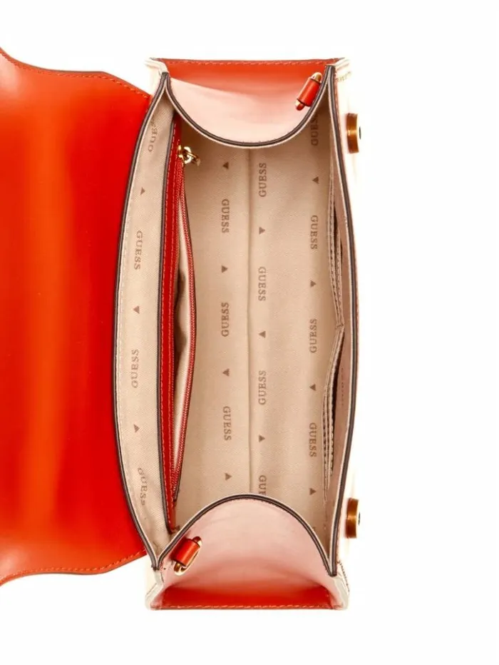 Women GUESS Handbags Stephi Bamboo Handle Mini Satchel Orange