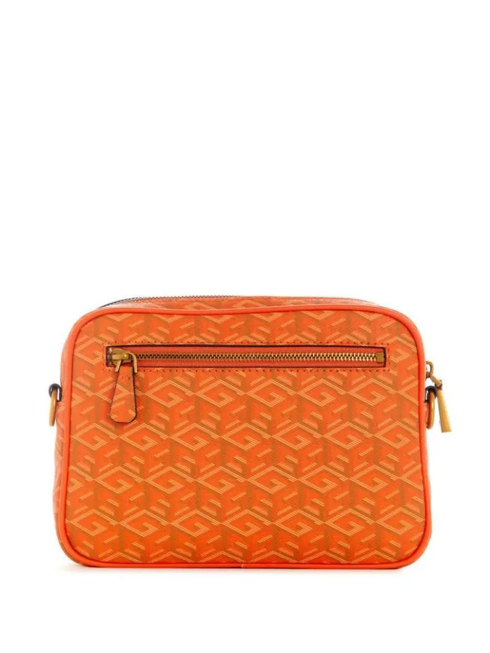 Women GUESS Handbags Vikky Camera Bag Orange Logo