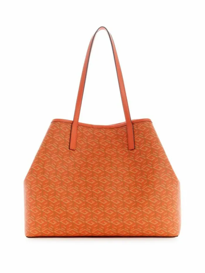 Women GUESS Handbags Vikky Large Tote Orange Logo