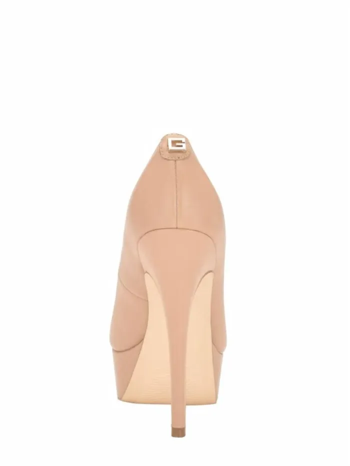 Women GUESS Heels Cador Leather Stiletto Heels Light Natural 110