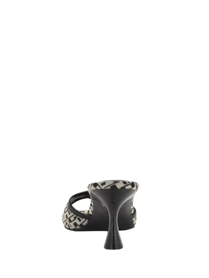 Women GUESS Heels Dista Buckled Logo Kitten Heels Black 001