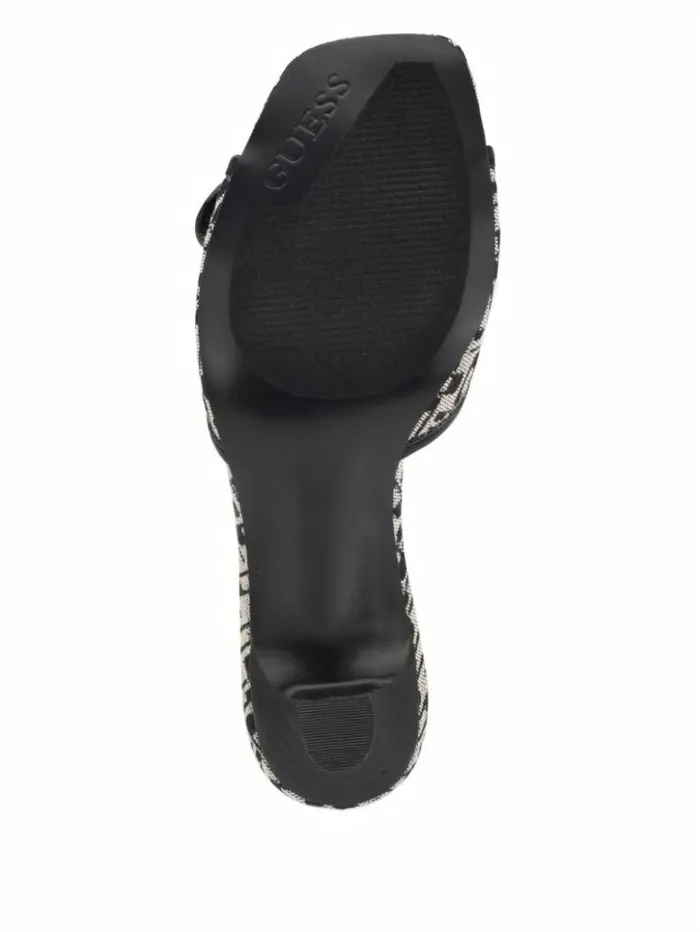 Women GUESS Heels Dista Buckled Logo Kitten Heels Black 001