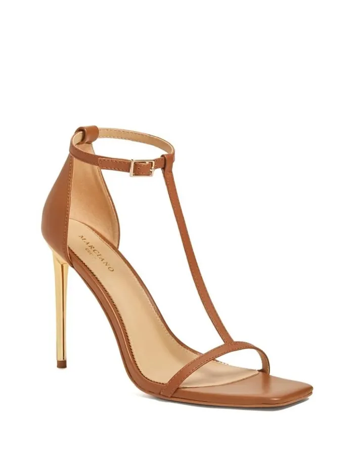 Women GUESS Heels Heeled TStrap Sandal Woodland Multi